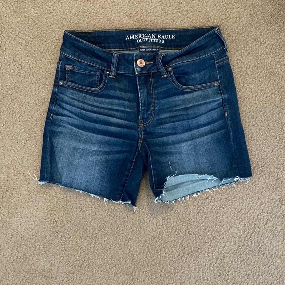 Distressed jean shorts